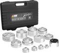 EWK 13 Pcs Forged Oil Filter Wrench Set (24–90mm), Aluminum Cup Tool Kit with Adjustable Wrench & Case, Fits Toyota, Ford, Mercedes, BMW, Audi, VW, Volvo, Chevrolet, Buick, GMC, RAM, Chrysler & More