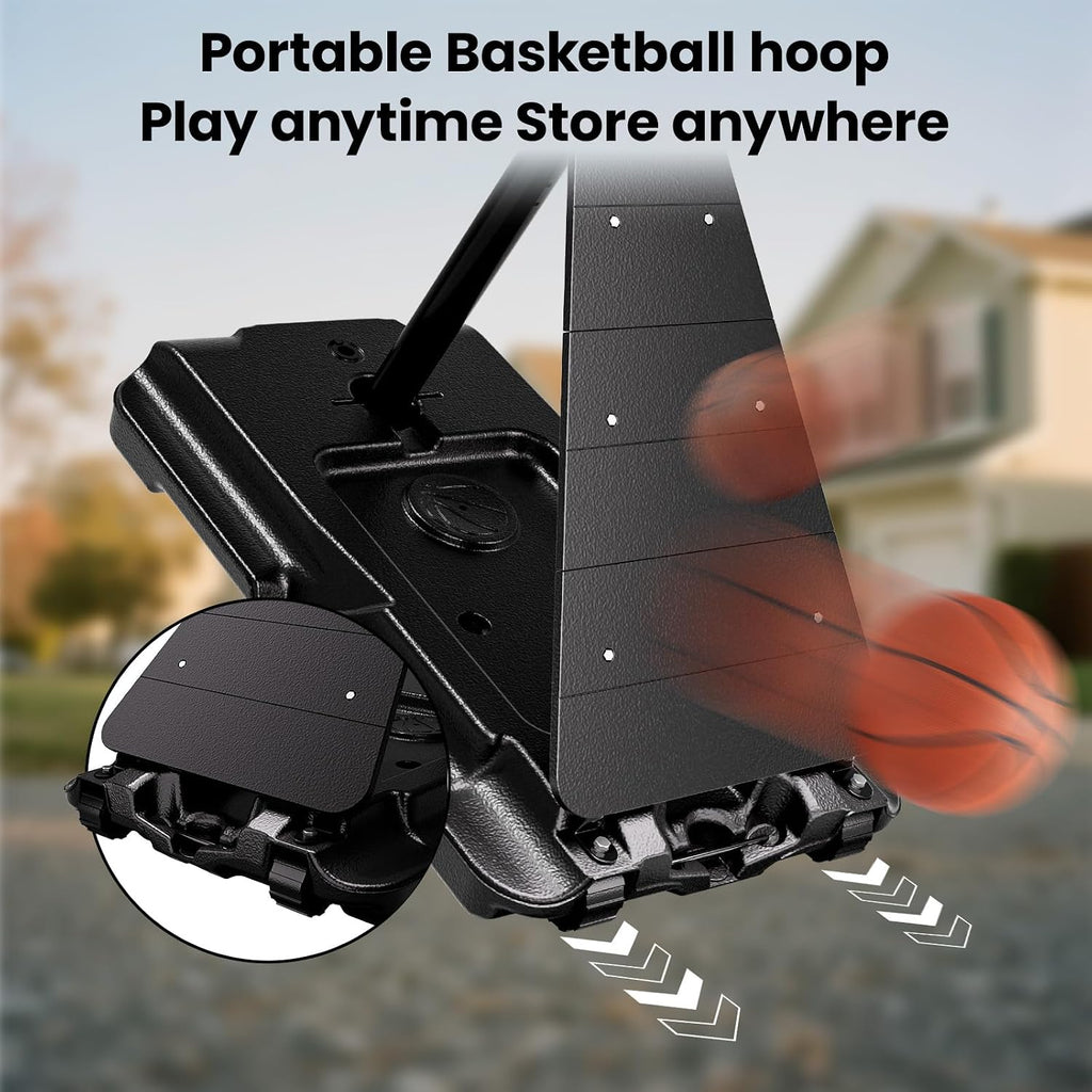 BACKYARD BLITZ Basketball Hoop,44in Backboard Portable Basketball Goal System, 10FT Hand-Crank Adjustable Basketball Hoop Outdoor