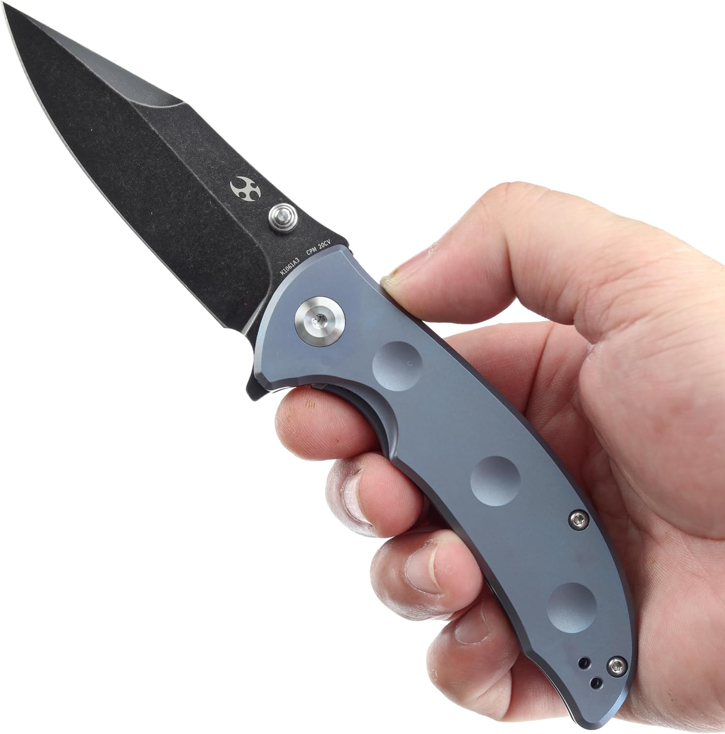 KANSEPT Rei Premium Pocket Folding Knives for Men EDC Pocket Knife 3.3'' CPM 20CV Blade Excellent Folding Knife with Blue Anodized Titanium Handle EDC K1061A3