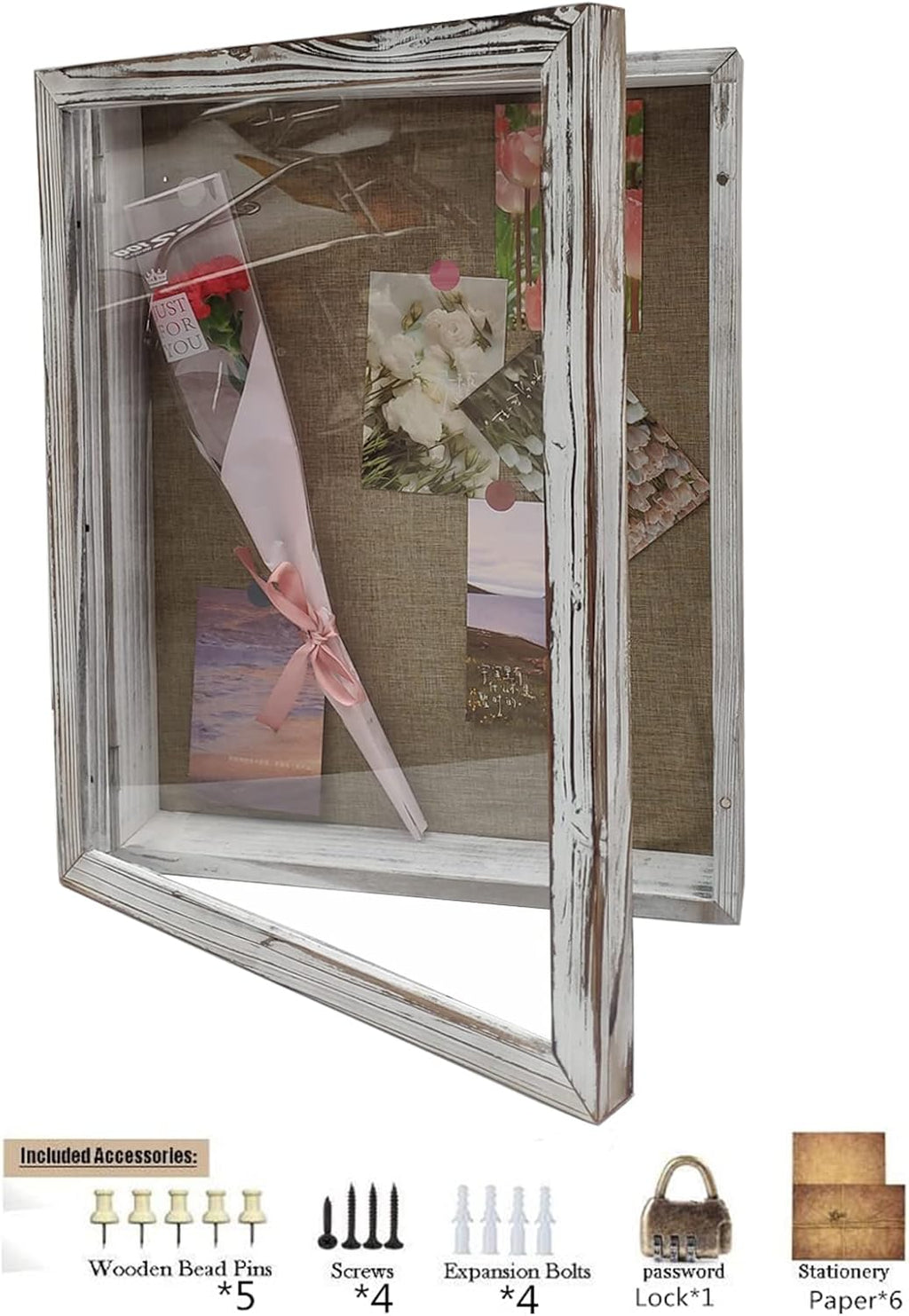 WANLIAN Shadow Box Frame16x20, Extra Large Shadow Boxes Display Cases Wooden Linen Back, Wall-Mounted Deep Display Box Picture Frame for Photos Memorabilia Wedding Jersey Medals Antique (White)