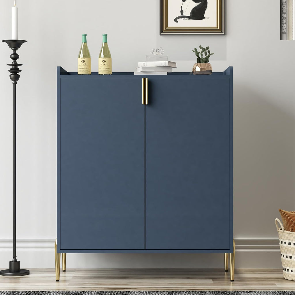 39' Moisture-Resistant Freestanding Storage Cabinet, Kitchen Storage Bakers Rack with Adjustable Shelf, Utility Food Cupboard with Anti-Tipping Device for Kitchen Dining Living Room, Blue