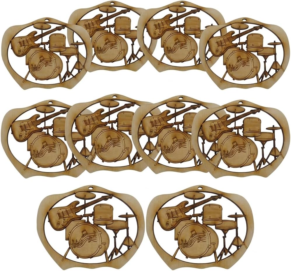 10PK Drum and Guitar Ornament, Band Gift, Drum Ornaments for Christmas Tree, Musician Gifts for Men and Women