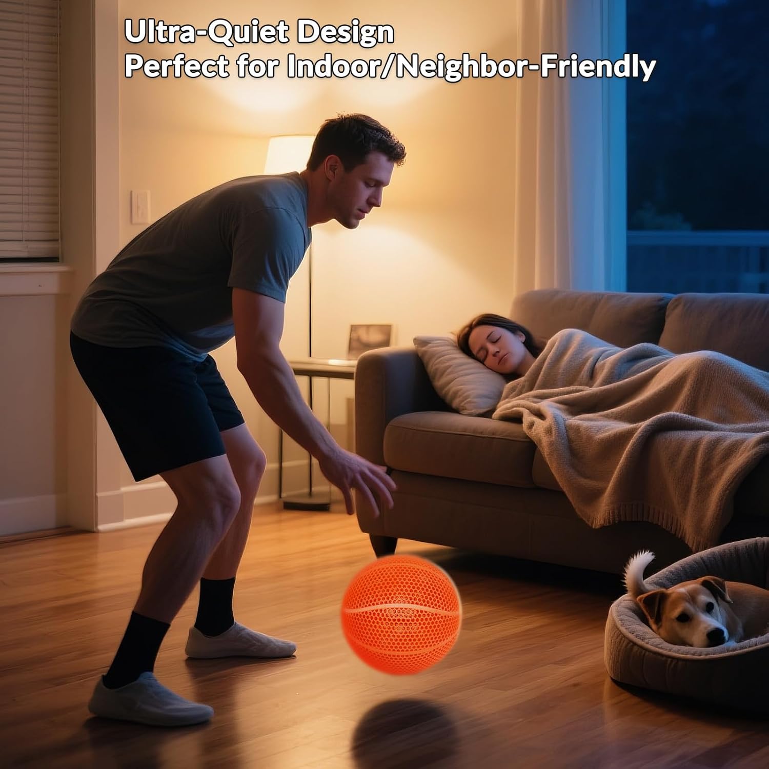 3D Printed Basketball-Airless Basketball,Ultra - Quiet & No Pump Needed,High Bounce,Official Size7,Indoor, Gym & Outdoor Use