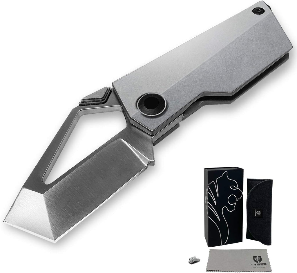 Tyger K7 EDC Folding Pocket Knife | Satin Finish Ultra Premium M390 Steel Blade | Titanium Alloy Handle | TG-KF9M3577