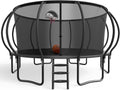 YORIN Tranpoline 10 12 14 15 16 FT Tranpoline for Kids and Adults 1500LBS Recreational Tranpoline with Basketball Hoop, Enclosure Net, Back Yard Heavy Duty Outdoor Pumpkin Tranpolines, ASTM Approved