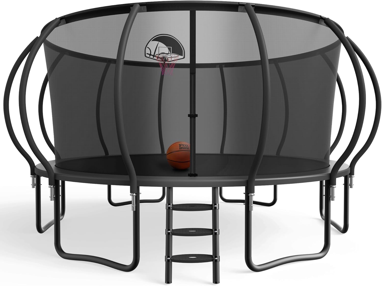 YORIN Tranpoline 10 12 14 15 16 FT Tranpoline for Kids and Adults 1500LBS Recreational Tranpoline with Basketball Hoop, Enclosure Net, Back Yard Heavy Duty Outdoor Pumpkin Tranpolines, ASTM Approved