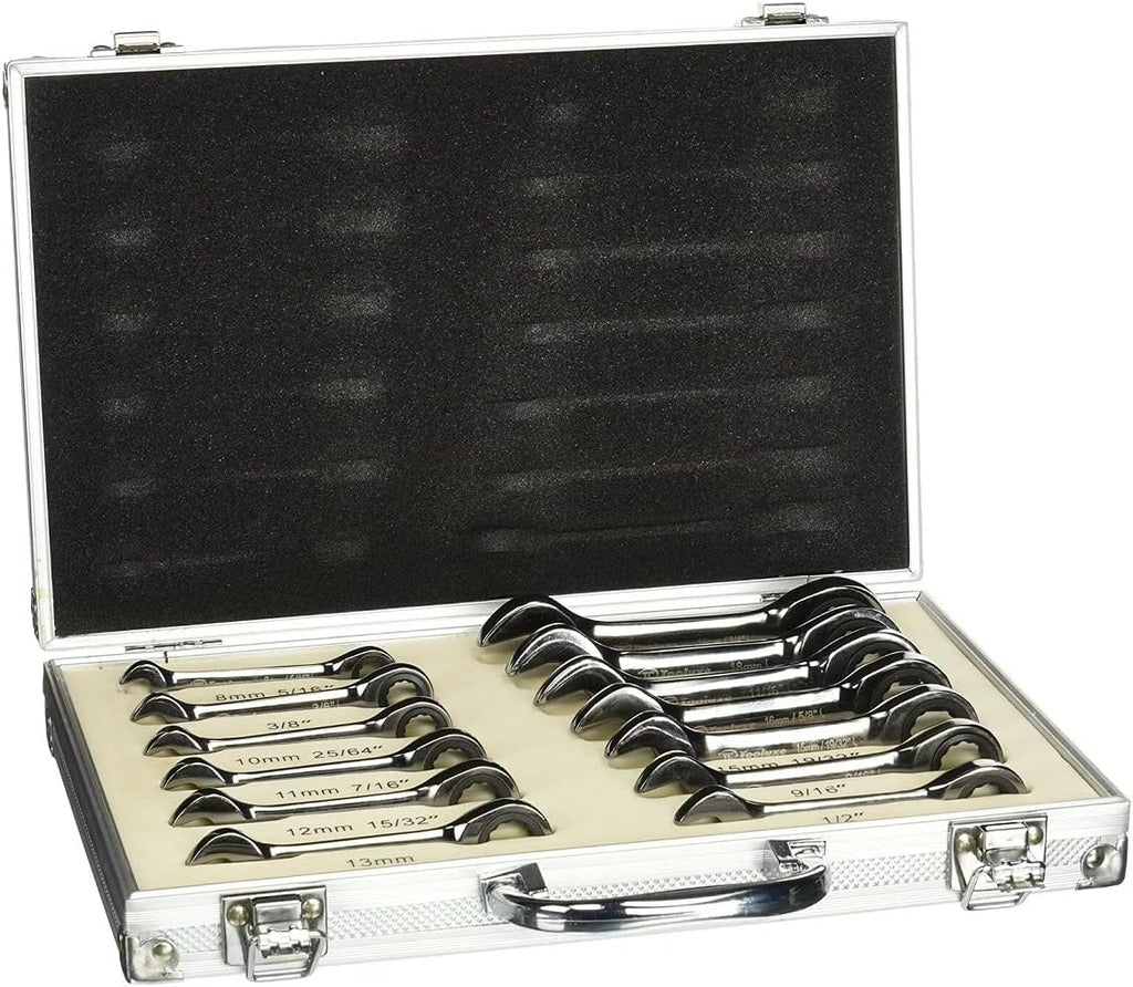 NEW 13 pc SAE & METRIC Tool Duo-metric Stubby Ratcheting Combo Gear Wrench Set,Jikkolumlukka