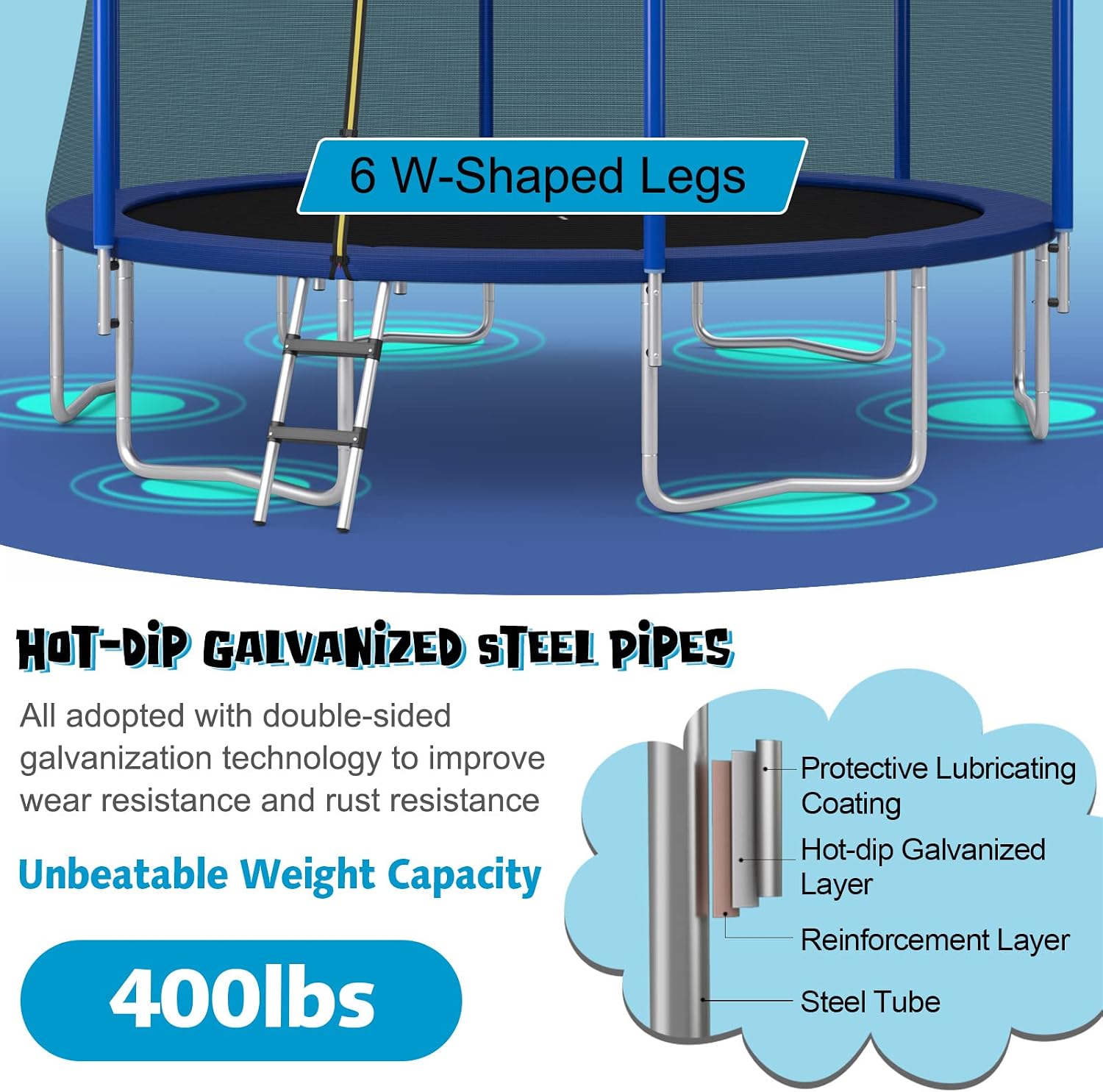 Giantex Trampoline, 12/14/15/16FT Outdoor Recreational Trampoline w/Enclosure Net, Non-Slip Ladder & Basketball Hoop, ASTM Approved, Combo Bounce Outdoor Trampoline for Adults Kids