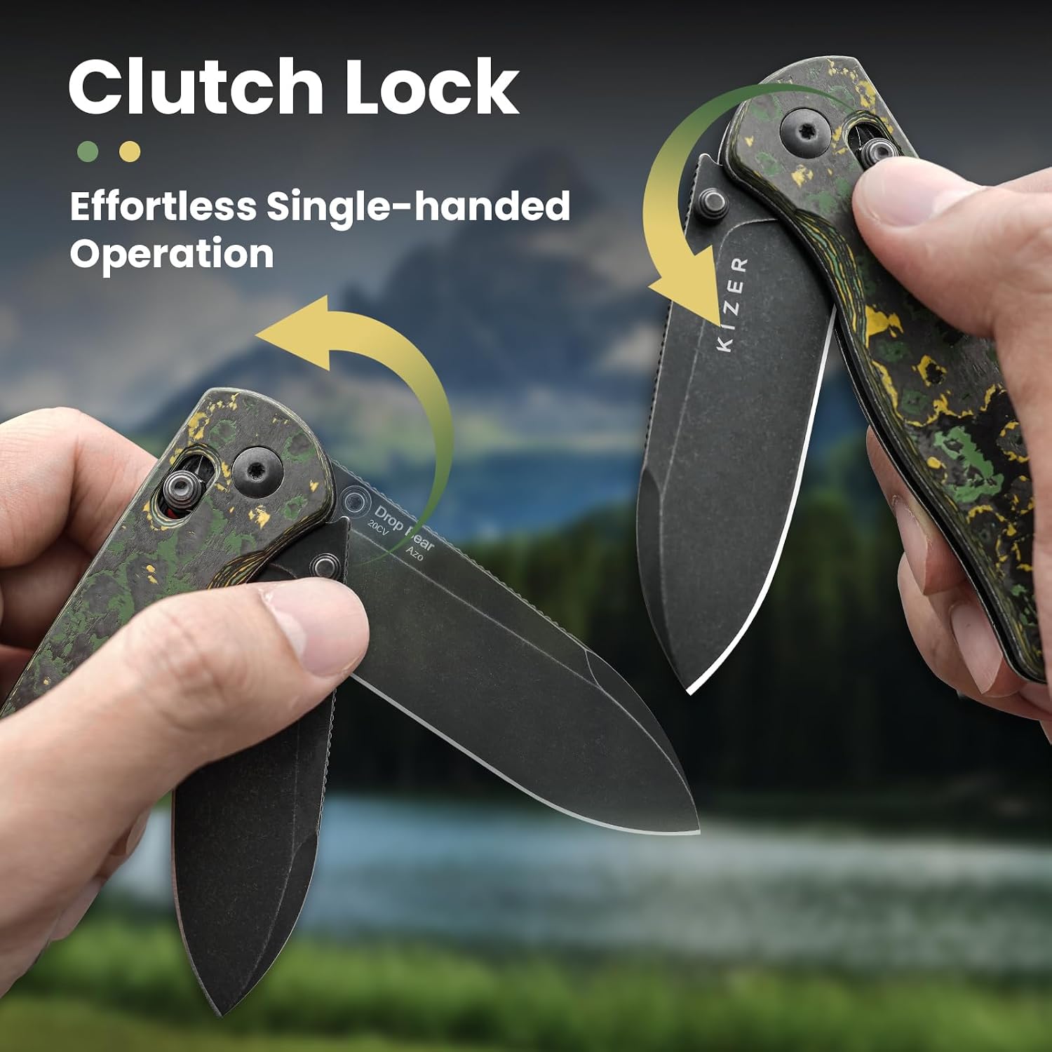 Kizer Drop Bear Pocket Knife, Folding Knife, 2.97' 20CV Steel Blade, Fatcarbon Carbon Fibre Handle, Folding Pocket Knife, EDC knife, Ki3619A1