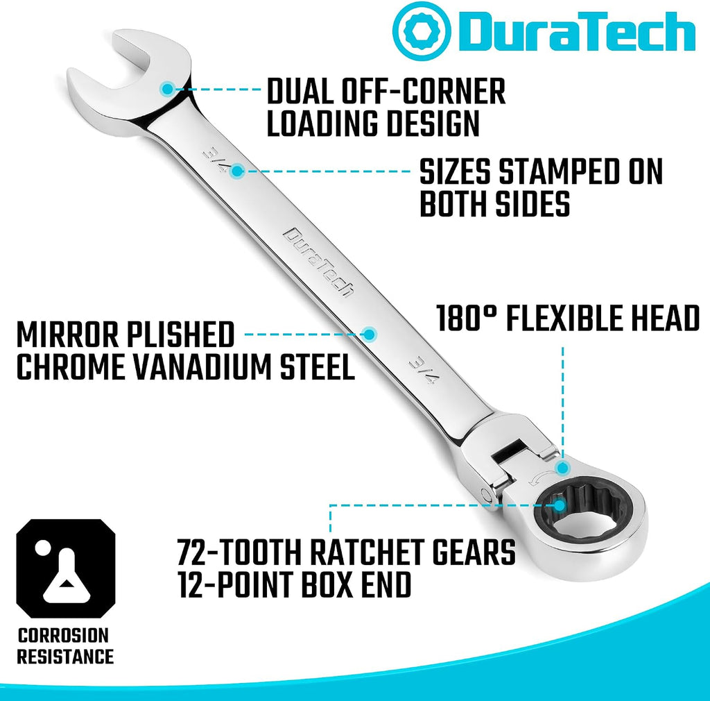 DURATECH Mini Wrench Set, Anti Slip Ratcheting Wrench Set, 42-Piece, Metric & SAE, with Rolling Pouch