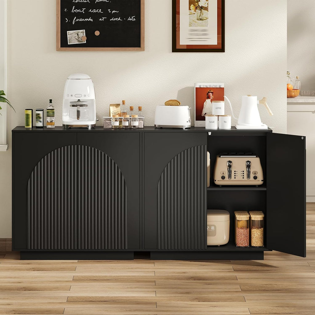 CHOEZON Buffet Cabinet, Sideboard Buffet Cabinet with Storage, Coffee Bar Cabinet, Push-to-Open Doors & Adjustable Internal Shelf, Buffet Table for Kitchen, Dining Room, Black MCB01BB