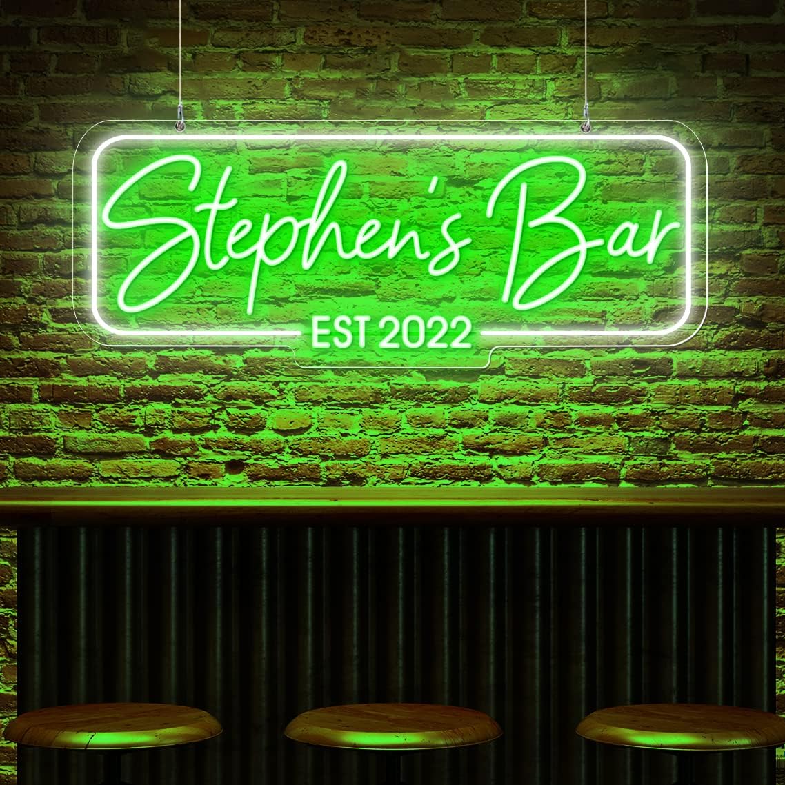 Personalized Neon Bar Sign – Custom Light Up Sign for Home Bar, Lounge, or Man Cave Decor (Rectangle)
