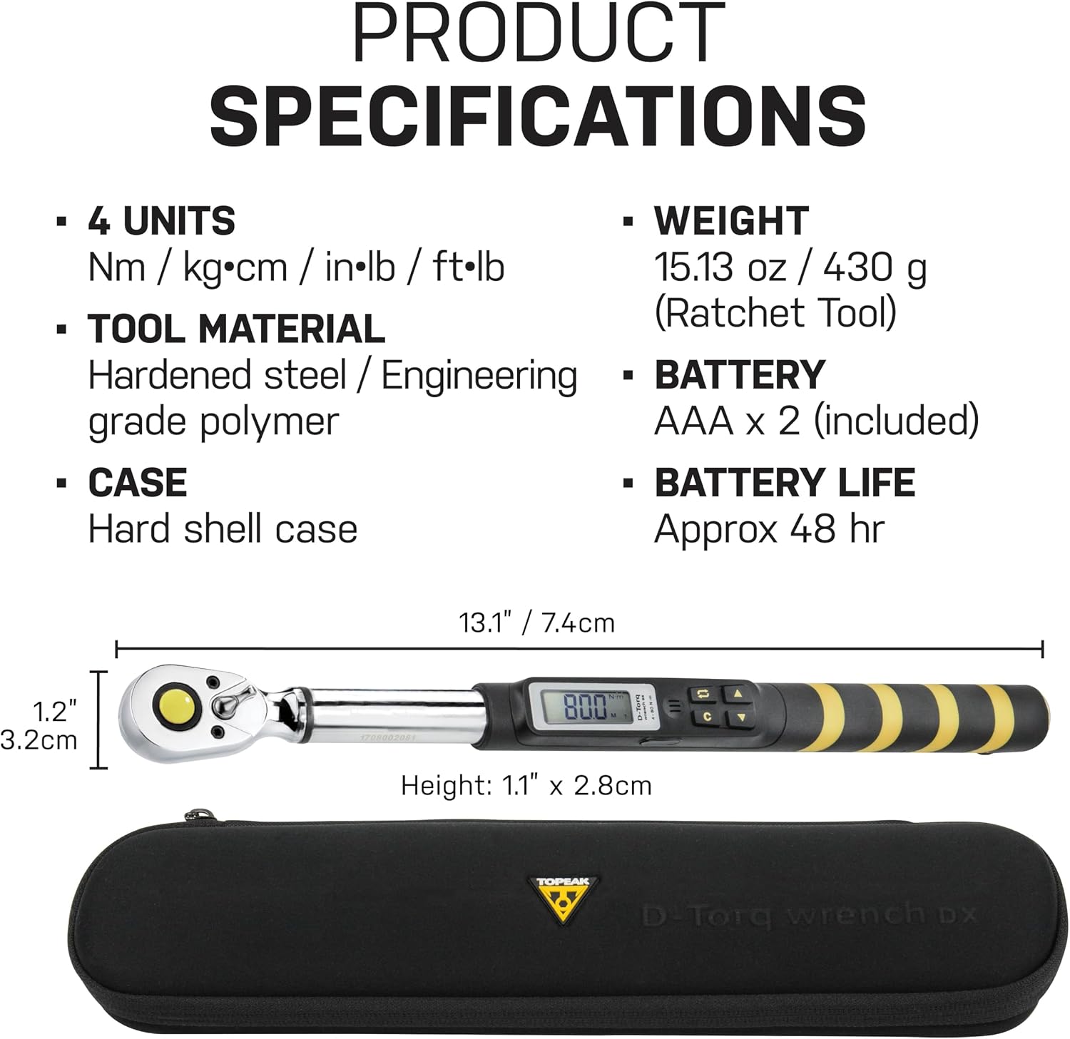 Topeak D-Torq Wrench DX Digital Torque Wrench – 4-80 Nm (3/8″ Drive) with 8 Sockets & 10 Hex/Torx Bits, LCD Display & Audible Alerts, High-Precision Torque Tool for Bicycle, Motorcycle & Automotive | torque-wrenches