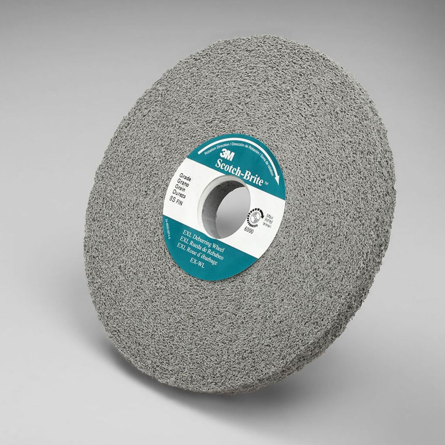 3MTM Scotch-BriteTM EXL Deburring Wheel, 6' x 1/2' x 1', 8S FIN, Silicon Carbide - Lot of 4