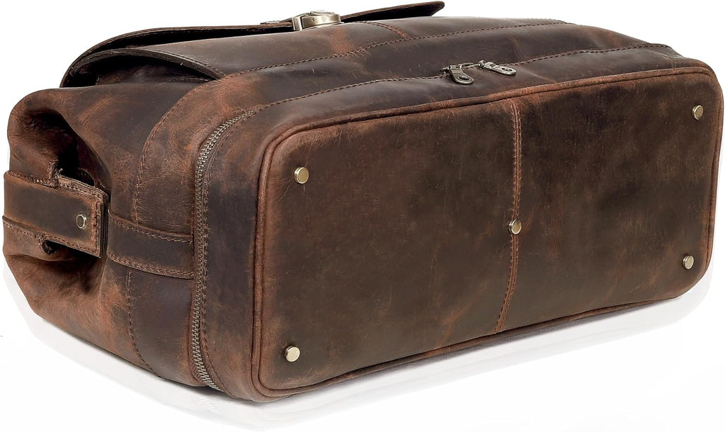 HLC Vintage Leather Briefcase Doctor Bag - Real Leather Briefcase - Style Handbag - Italian Handmade Medical Bag