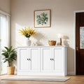 holzart White Buffet Cabinet with Storage, 49' Modern Kitchen Sideboard with 4 Doors & Adjustable Shelves, Wood Coffee Bar Cabinet Console Table for Dining Room, Living Room, Entryway