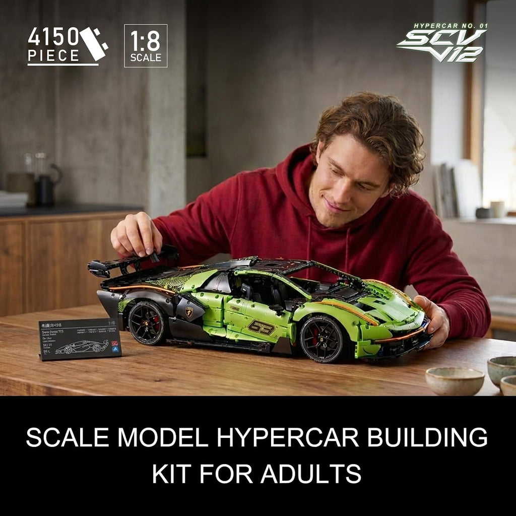 Hypercar No. 01 Building Set, 1:8 Scale Sports Car Model Kit for Adults, Collectible and Display Race Car Advanced Vehicle Model for Home or Office Décor, Gift for Motorsport Fans, (4150PCS)
