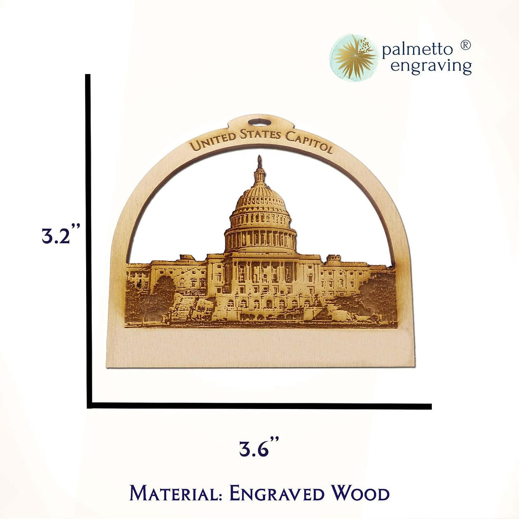 10PK US Capitol Building Ornament, Personalized | Washington DC Souvenirs and Gifts | US Capitol Christmas Ornament