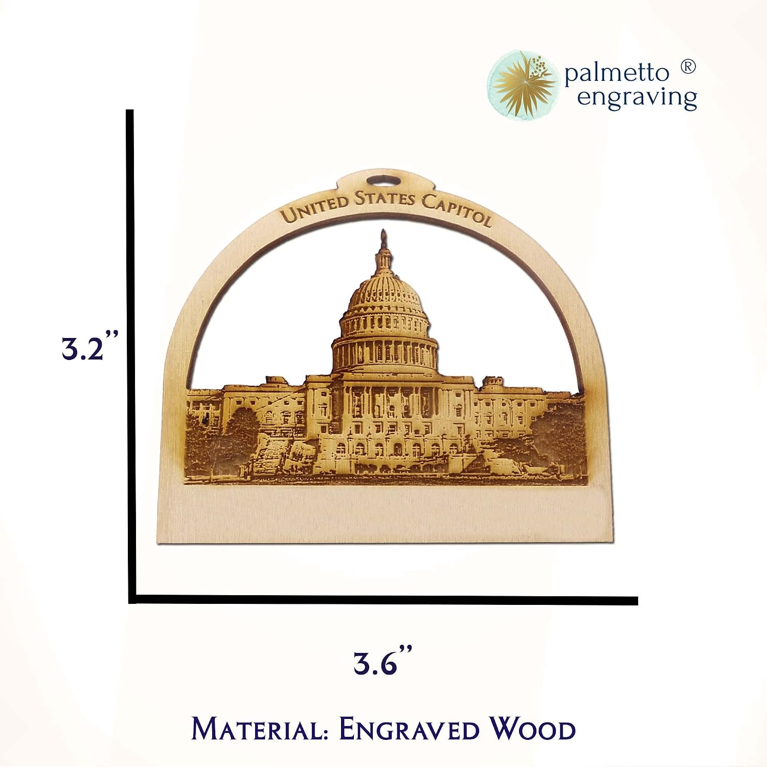 10PK US Capitol Building Ornament, Personalized | Washington DC Souvenirs and Gifts | US Capitol Christmas Ornament