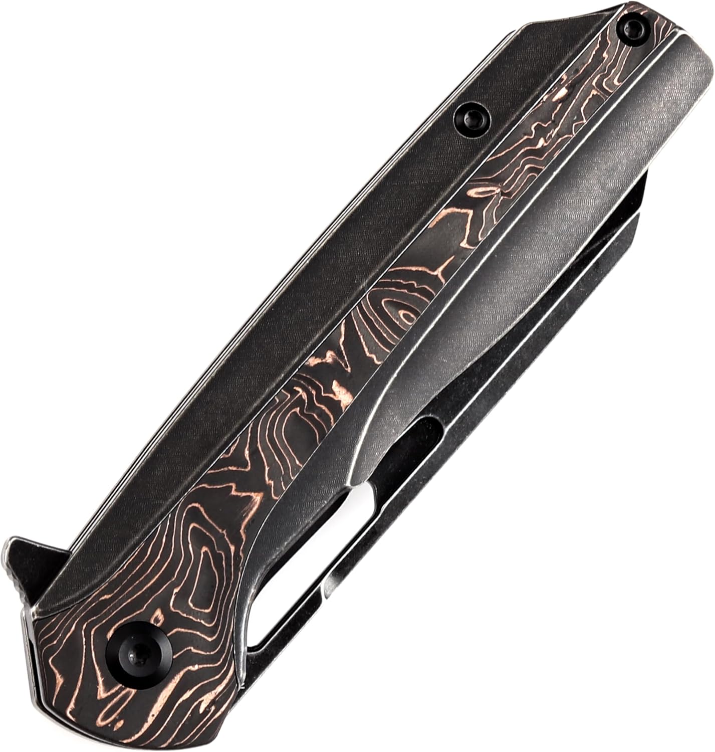 KANSEPT Shard Pocket Folding Knife 3.48'' CPM-S35VN Material with Blackwash Titanium Copper Carbon Fiber Handle Everyday Carry K1006C1