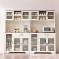 Fatmok 71' Pantry Cabinet with Wine Rack and Charging Station, Set of 2 Tall Coffee Bar Cabinets with LED Lights, Drawer, Adjustable Shelves, Kitchen Hutch Storage,Off-White