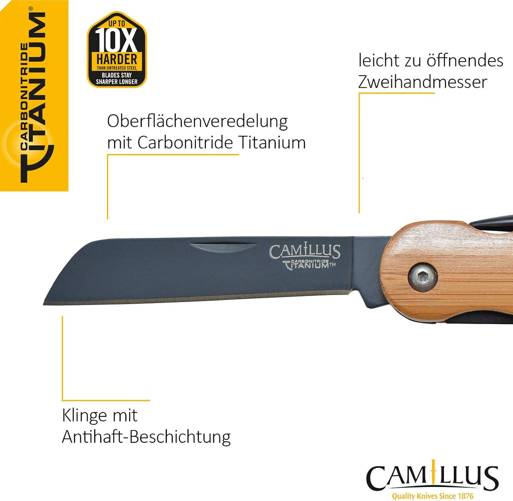 Camillus 7.5' Folder W/Marlin Spike Knife/Bamboo Handle/CARBONITRIDE Titanium™ / AUS-8