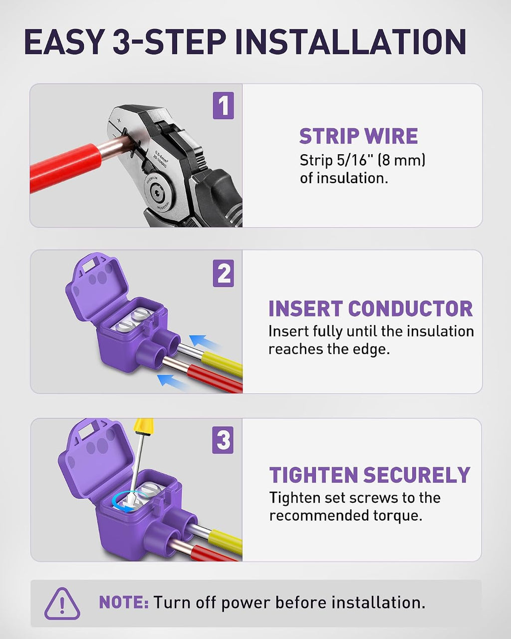 2-Port Aluminum-to-Copper Wire Connectors, 50 Pack Screw Terminal Electrical Wire Connectors, Pre-Filled with Oxide Inhibitor for Solid & Stranded Wires, Residential & Industrial Wiring
