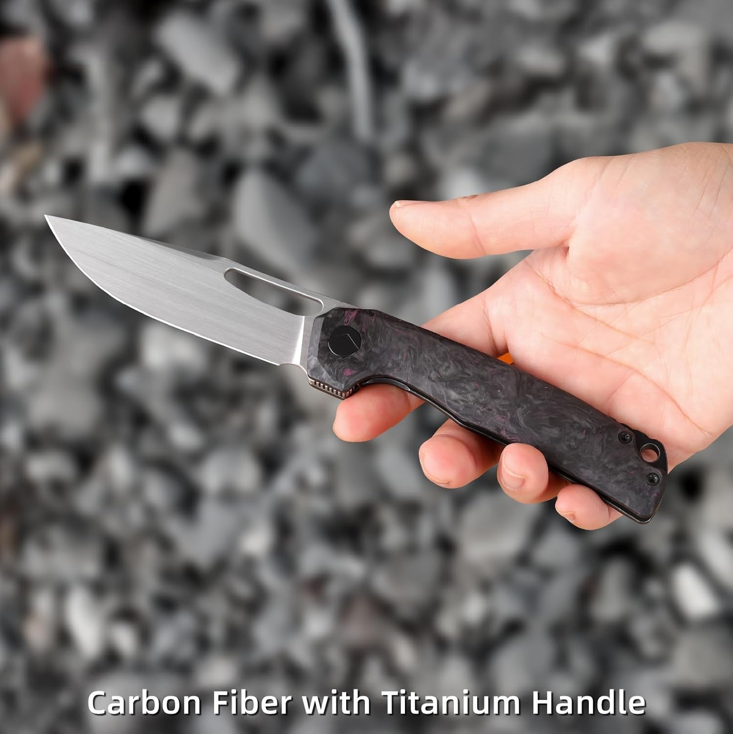 Pocket Knife, 3.5' M390 Blade Folding Knife Hunting Knife Survival Knife with Pocket Clip, EDC Knives for Hunting Camping Survival Outdoor Fishing Hiking (Purple&Black)