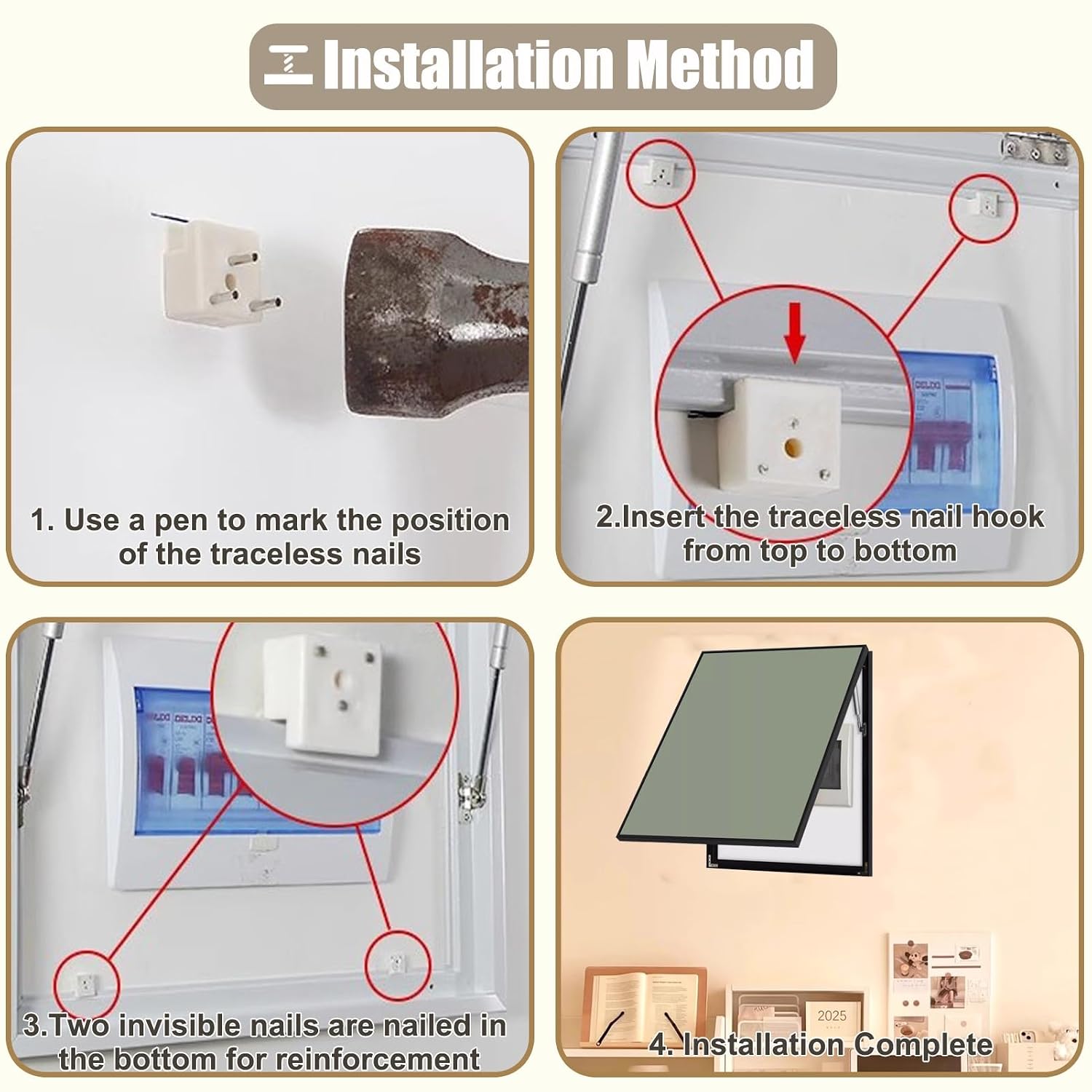 Double Door Breaker Box Cover - Detachable Electrical Panel Plate for Laundry/Kids Room, Indoor Gas Meter Box (Deep Coffee, 45x35cm / 17.7x13.8in)