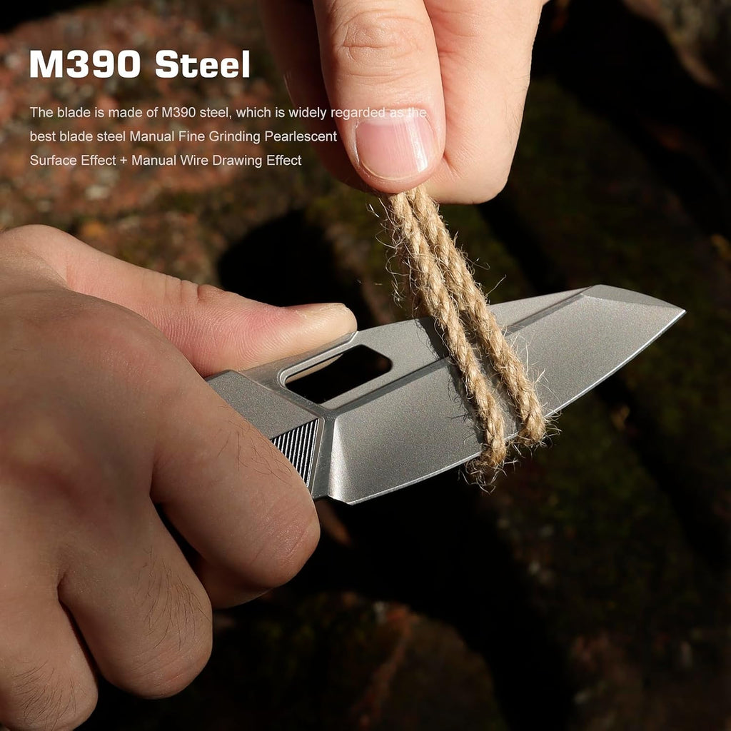 REMETTE RT-Woodpecker Folding Pocket Knife M390 Blade Titanium Handle (Silver)