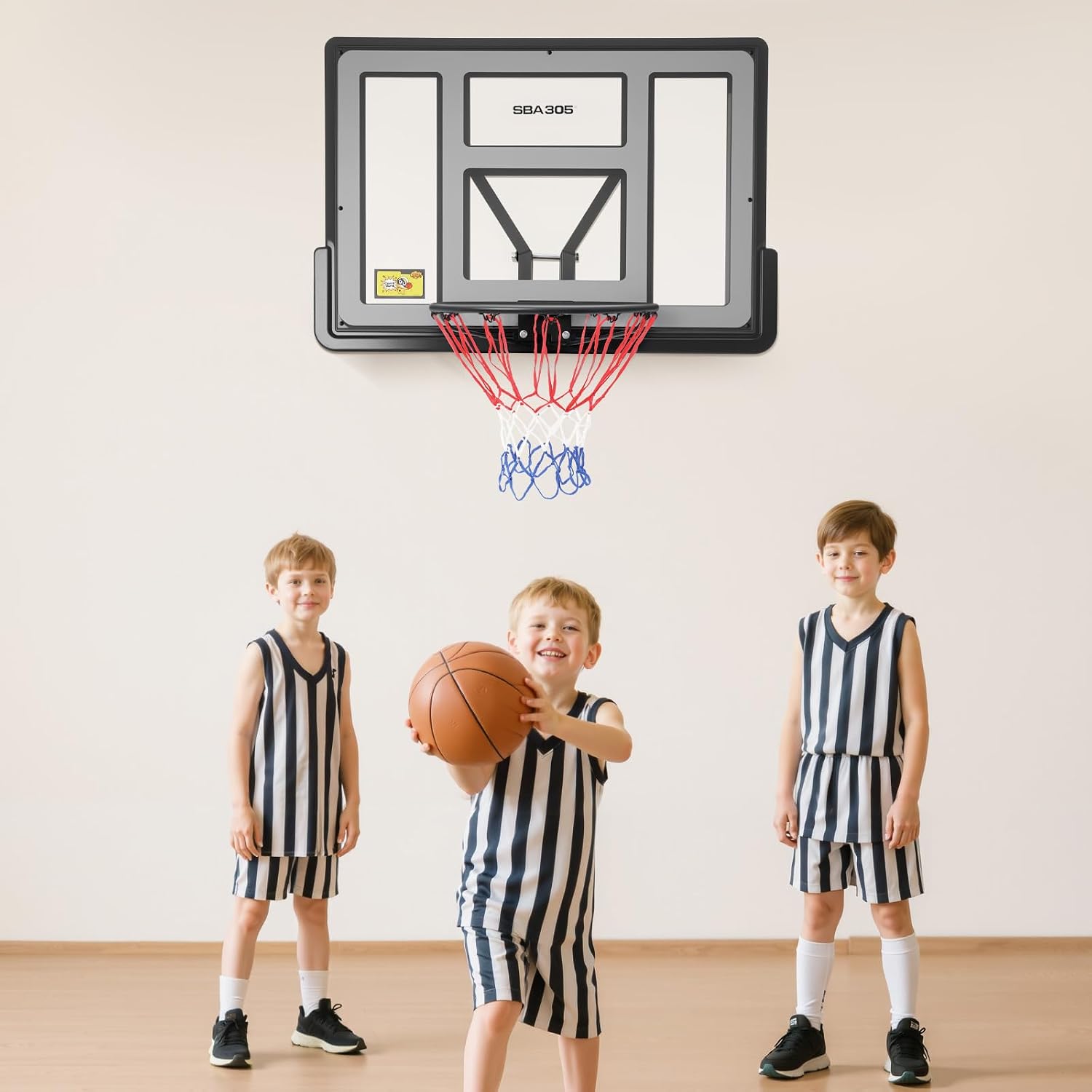 44'' Basketball Backboard and Rim Combo, Wall Mounted Basketball Hoops PET Shatter Proof Backboard and Competition Combo Durable Rim All-Weather Net for Indoor and Outdoor Use