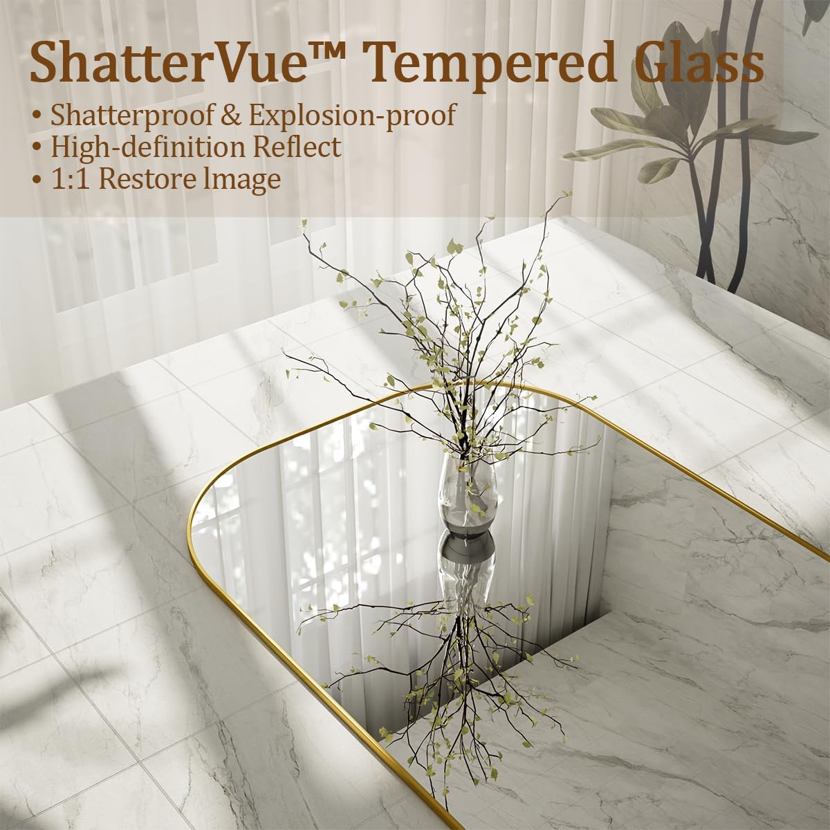Koonmi Full Length Mirror, 71'x26' Mirror Full Length with Stand, Gold Domed Top Square-Edged Floor Mirror with Aluminum Alloy Frame for Bedroom Living Room