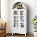Holiwei Metal Storage Cabinet, 73' Arched Kitchen Pantry Organizer with 2 Drawers & 2 Adjustable Shelves, Freestanding Display Cabinet for Living Room