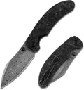 KANSEPT Nesstreet Pocket Folding Knives for Men EDC Camping Folding Knife 3.58'' Damascus Material Pocket Folding Knife with Shred Carbon Fiber Handle Everyday Carry K1039D1