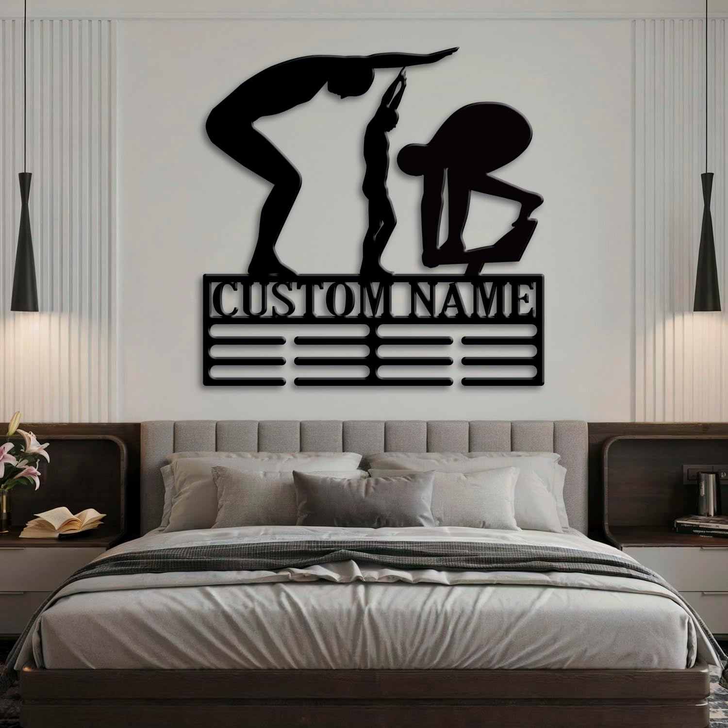 Custom Artistic Swimming Medal Holder LED Light, Artistic Swimmer Name Medal Hanger Display, Rack For Tiered Award Ribbon, Metal Sign Gift For Athlete