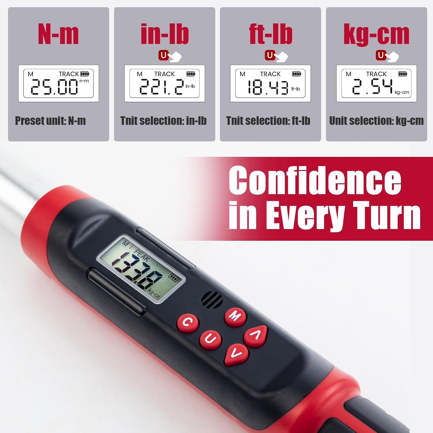 Digital HVAC Torque Wrench, 7.4-147.5 ft.lb/10-200 N.m, Crescent Head Adjustable Torque Wrench, 2% Accuracy, LED and Buzzer Alert, Professional Tool for Mini Split AC and HVAC