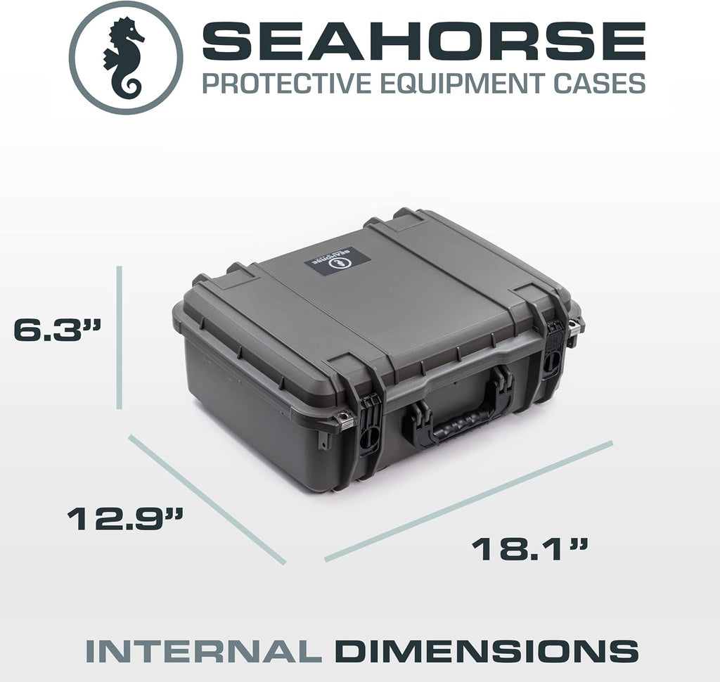 Seahorse 720 Heavy Duty Protective Dry Box Case Without Foam - TSA Approved/Mil Spec / IP67 Waterproof/USA Made for Cameras, Firearms, Motorcycles, Laptops, Consoles, VR, Drones