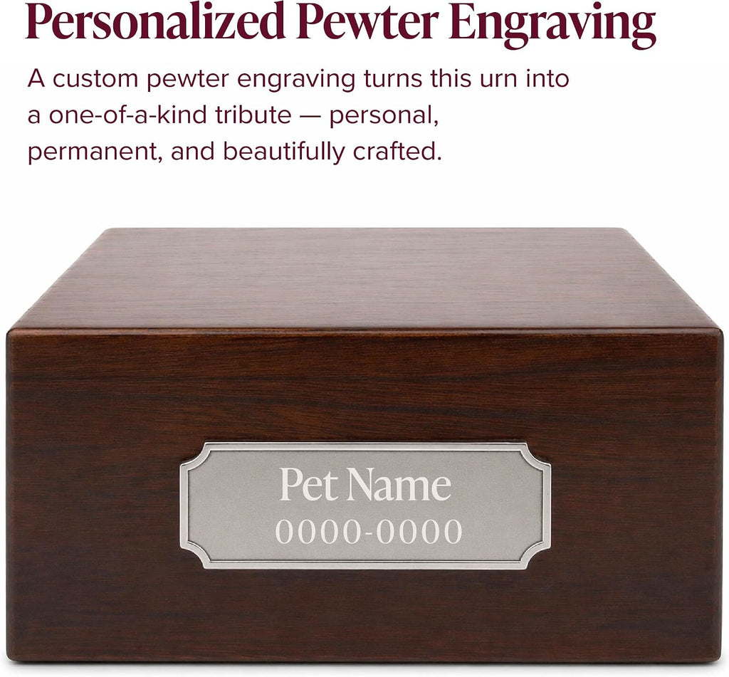 Wooden Dog Urn for Ashes with Yellow Labrador Retriever Figurine | Personalized Pet Memorial Urn with Pewter Engraving | Lab Dog Memorial Gift for Loss of Pet by Conversation Concepts
