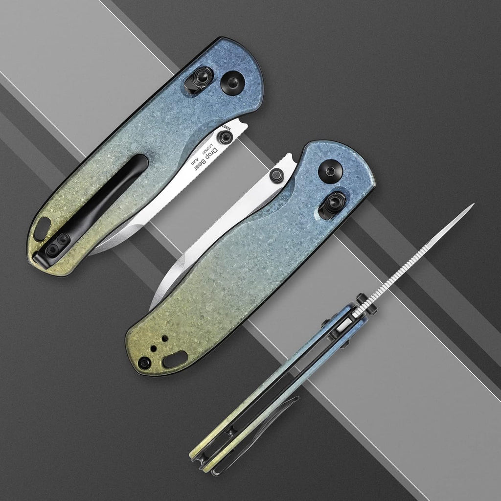 Kizer Drop Bear Folding Pocket Knife, 2.99 In LC200N Steel Blade EDC Knife Titanium Handle Thumb-stud Openers Ki3619A3