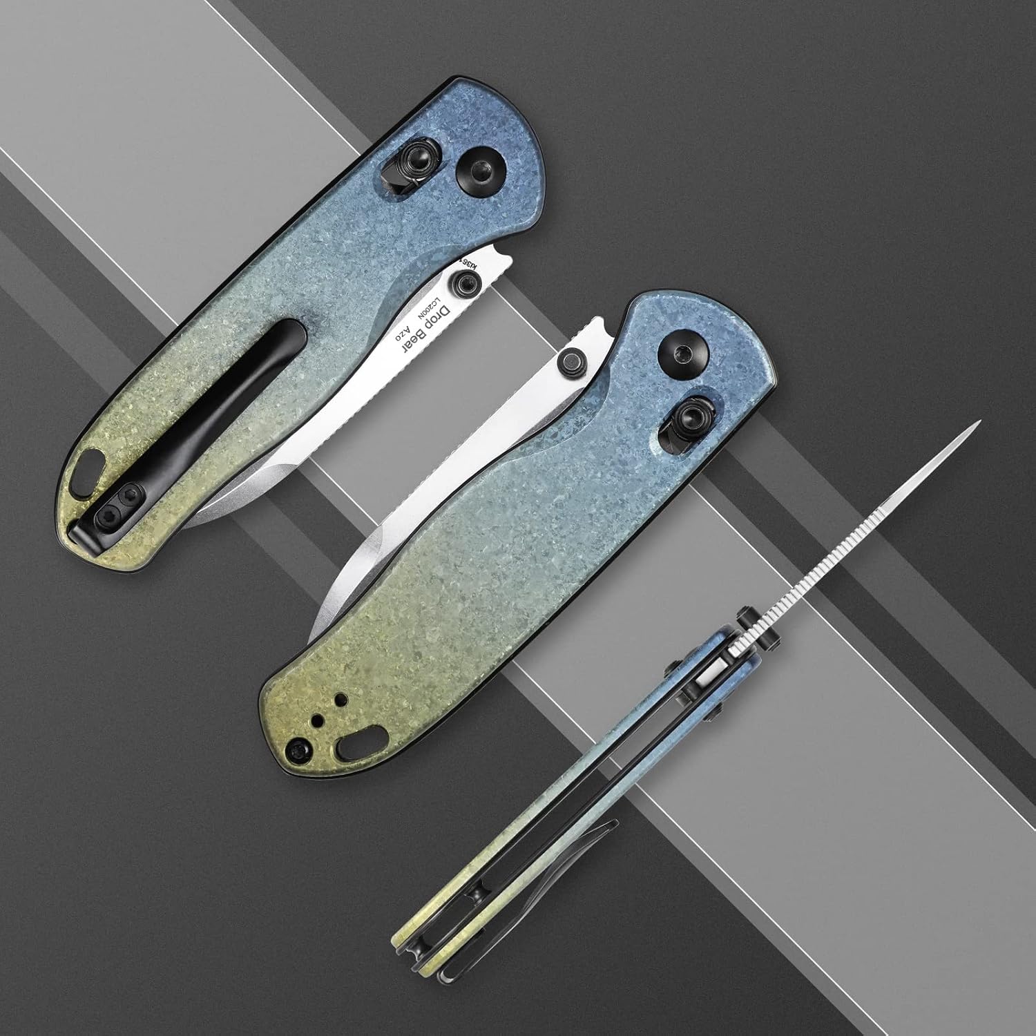 Kizer Drop Bear Folding Pocket Knife, 2.99 In LC200N Steel Blade EDC Knife Titanium Handle Thumb-stud Openers Ki3619A3