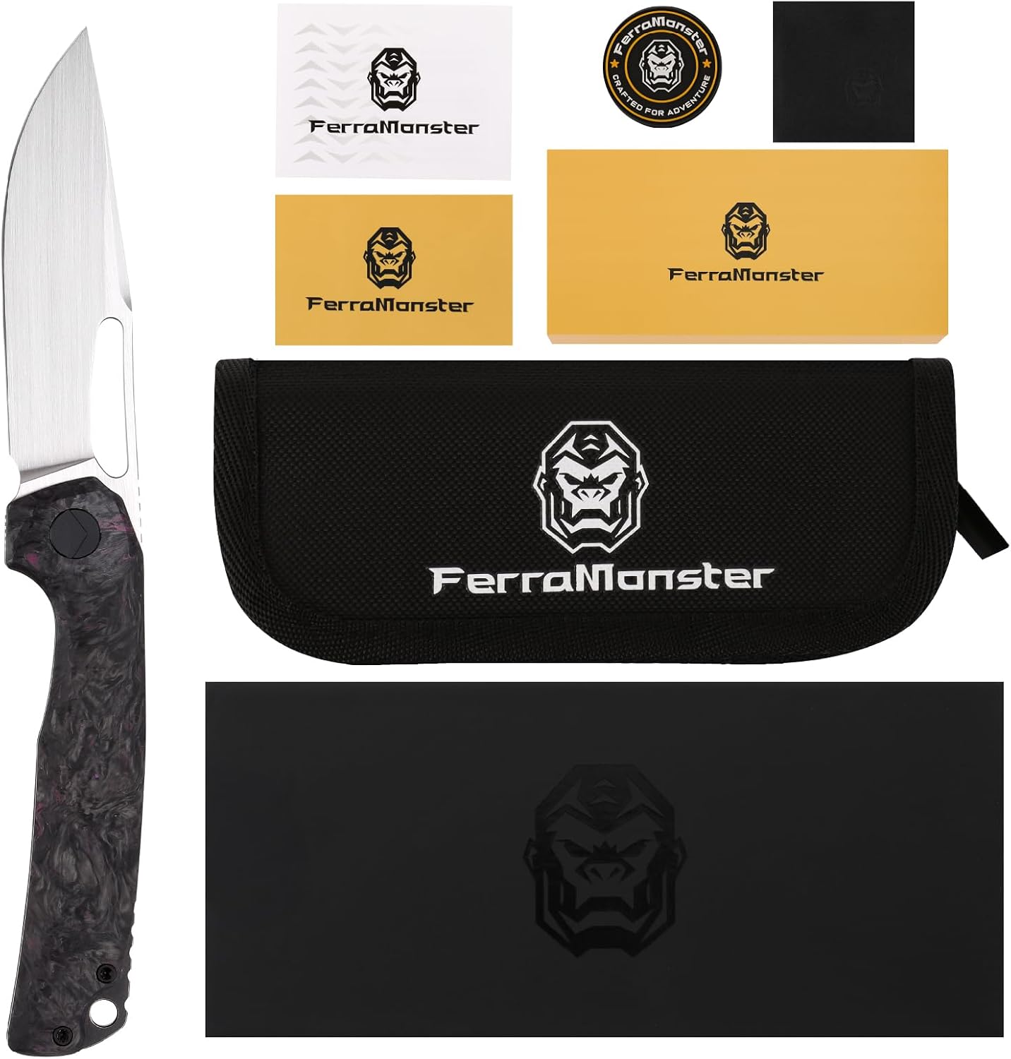 Pocket Knife, 3.5' M390 Blade Folding Knife Hunting Knife Survival Knife with Pocket Clip, EDC Knives for Hunting Camping Survival Outdoor Fishing Hiking (Purple&Black)