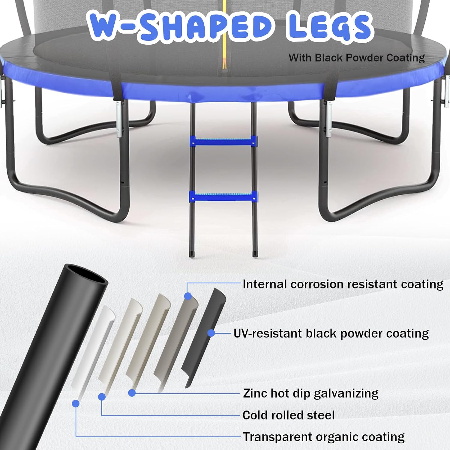 12FT 14FT Trampoline for Adults/Kids - Outdoor Trampoline with Basketball Hoop, Curved Poles, Enclosure Net and Ladder, Heavy Duty Recreational Trampoline, ASTM Approval