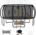 12FT 14FT Trampoline for Adults/Kids - Outdoor Trampoline with Basketball Hoop, Curved Poles, Enclosure Net and Ladder, Heavy Duty Recreational Trampoline, ASTM Approval