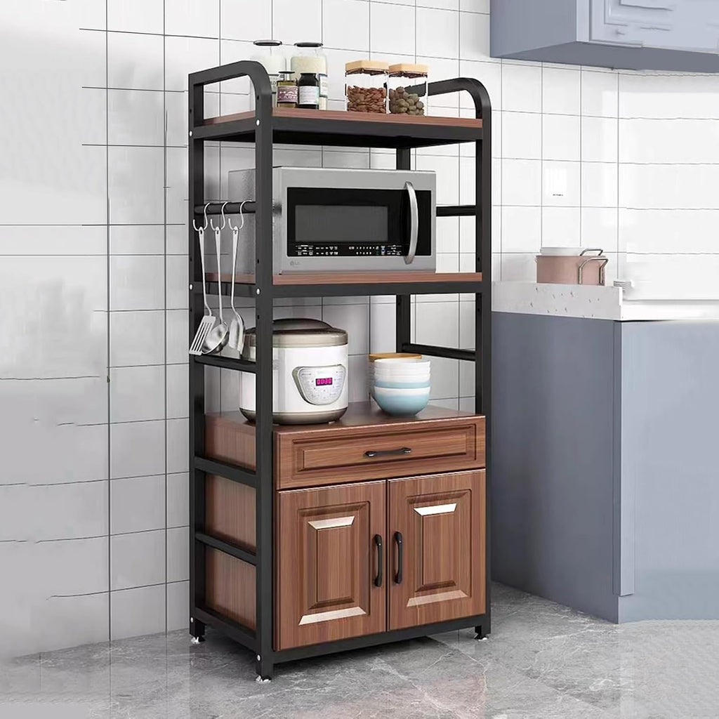 Microwave Oven Rack with Storage Cabinet and Utility Sideboard Shelf Brown (65x40x1)