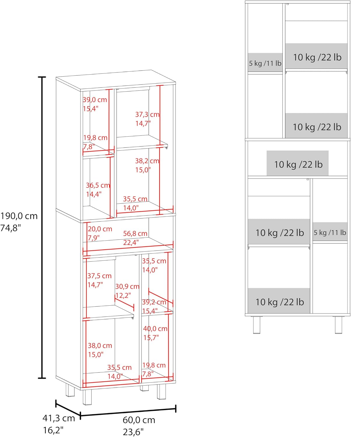 75' Engineered Wood Freestanding Storage Cabinet, Kitchen Storage Bakers Rack with Minimalist Style, Utility Food Cupboard with Enclosed Shelves for Kitchen, Apartment, White
