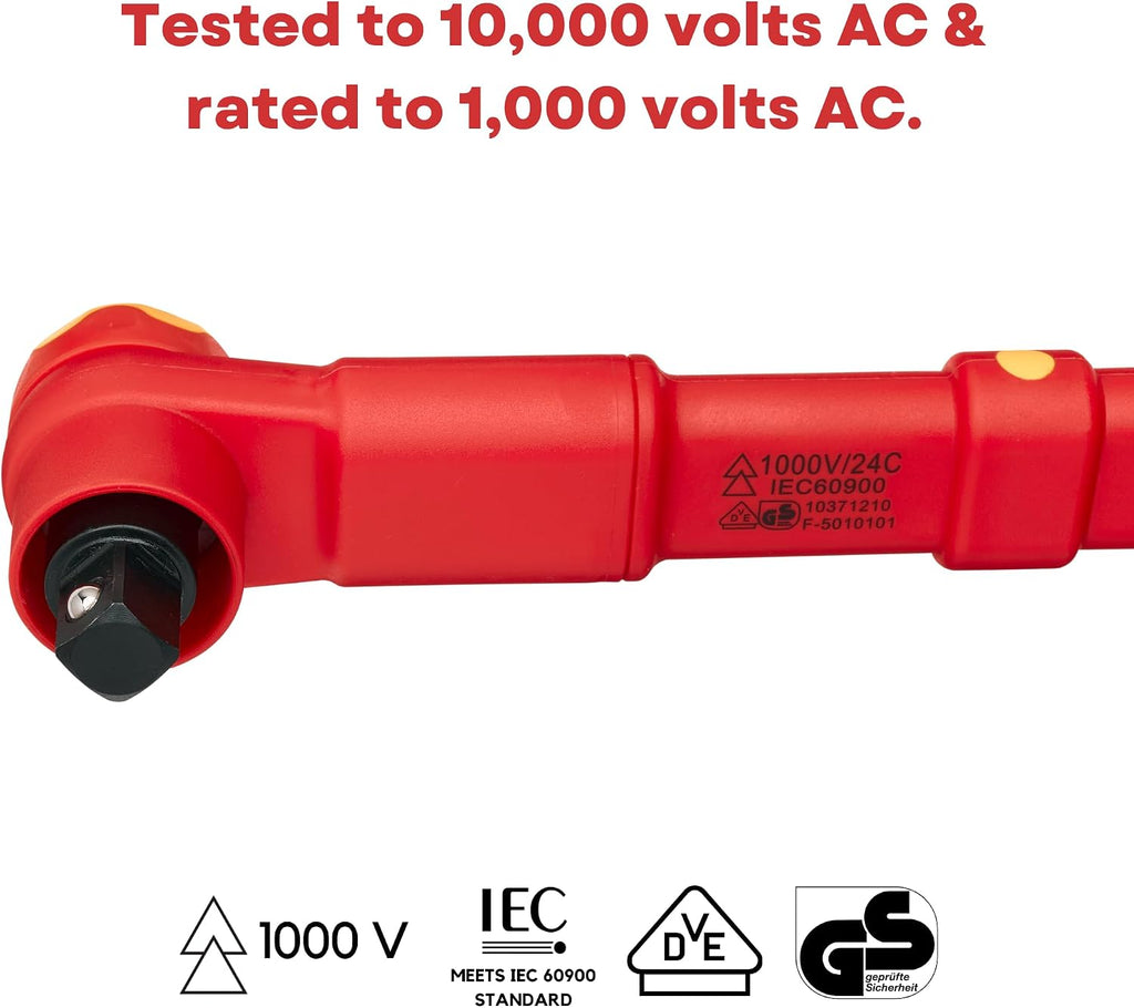FESA Electrician Insulated Torque Wrench - 1000V Electrician Torque Wrench w/Easy Torque Adjustment & Scale Display - Each Insulated Wrench Has ID for Traceability (1/2' Drive, 20-100 Nm Range)