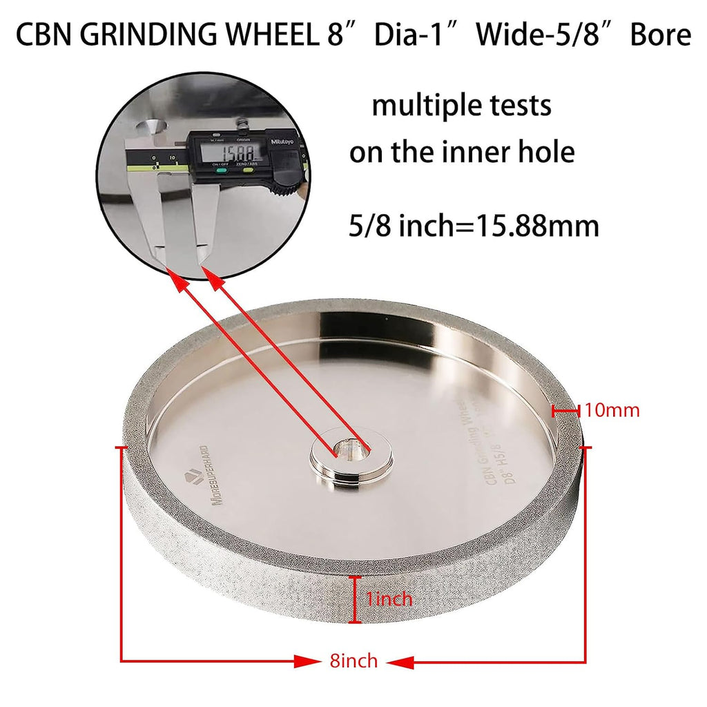 8 inch CBN Grinding Wheel Set 180 & 80 Grit，1' Wide，5/8' Arbor， Aluminum Body，for Sharpening High Speed Steel Tools Woodturning Tools，for All Kinds of 8 inch Bench Grinders