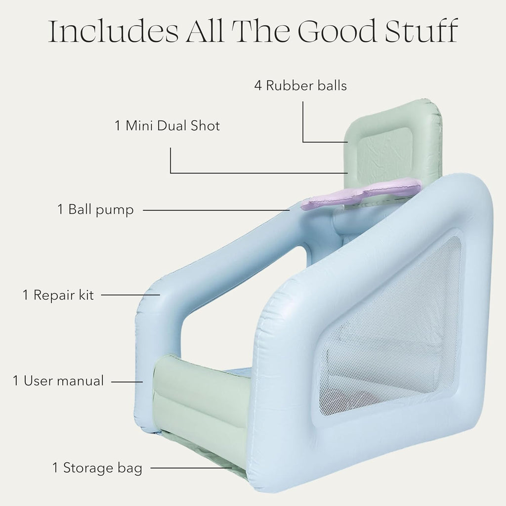 PLAYSMOL Mini Dual Shot - Mini Indoor Inflatable Basketball Hoop, Dual Basketball Hoop Set for Kids, Children Toys & Gifts, Easy Assemble and Responsibly Made (Seafoam)
