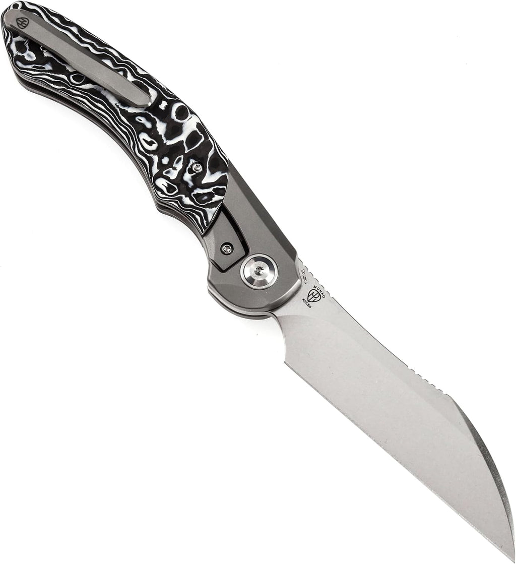 KANSEPT Cosmos Pocket Folding Knives for Men EDC Camping Knife 3.58'' CPM 20CV Blade Material Pocket Folding Knife with Titanium White Black Nebula Carbon Fiber Handle Everyday Carry K1059A2