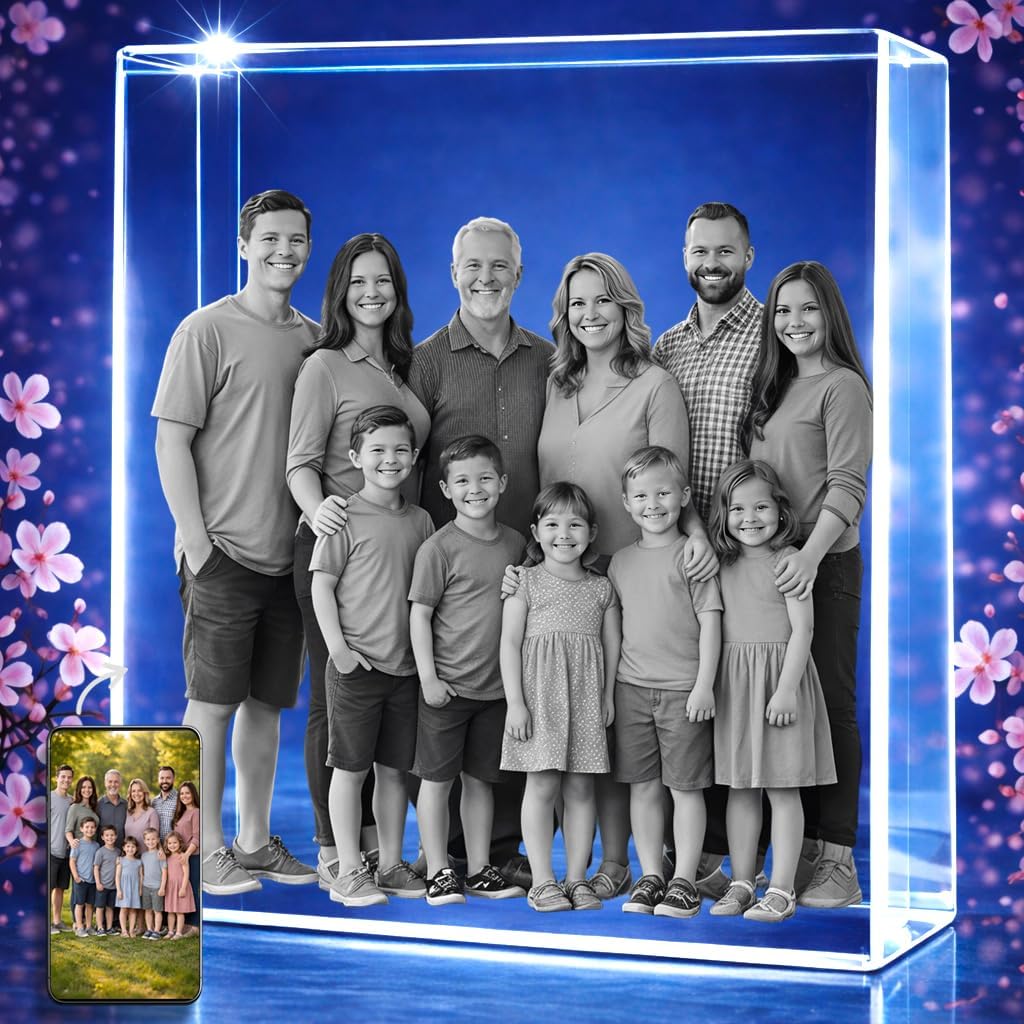 STRONGUS Personalized 3D Crystal Photo Gift for Dad – Custom Engraved Picture in Premium Optical Crystal – Personalized Keepsake for Dad, Grandpa, Husband, Father, Papa – Custom Photo Memorial Gift – Made in USA